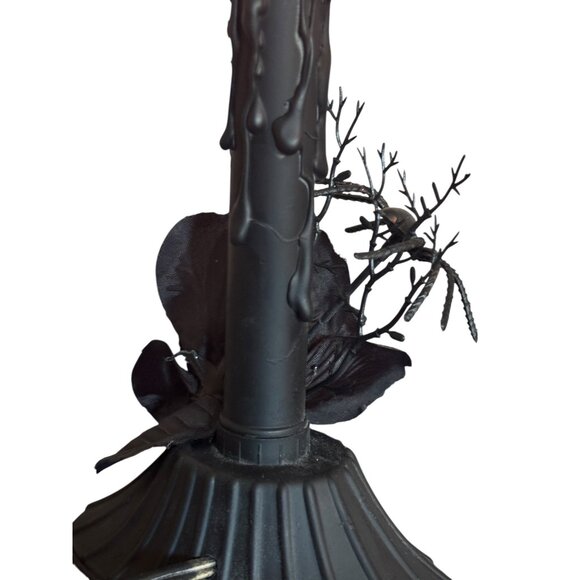 Upcycled Halloween Candle Window Light Electric flicker bulb Black Spider and R - Picture 7 of 8